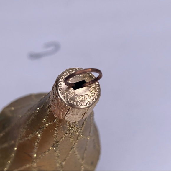 Vintage Czech Republic Hand Blown Glass Ornament Green Gold & Glittery - Picture 2 of 10